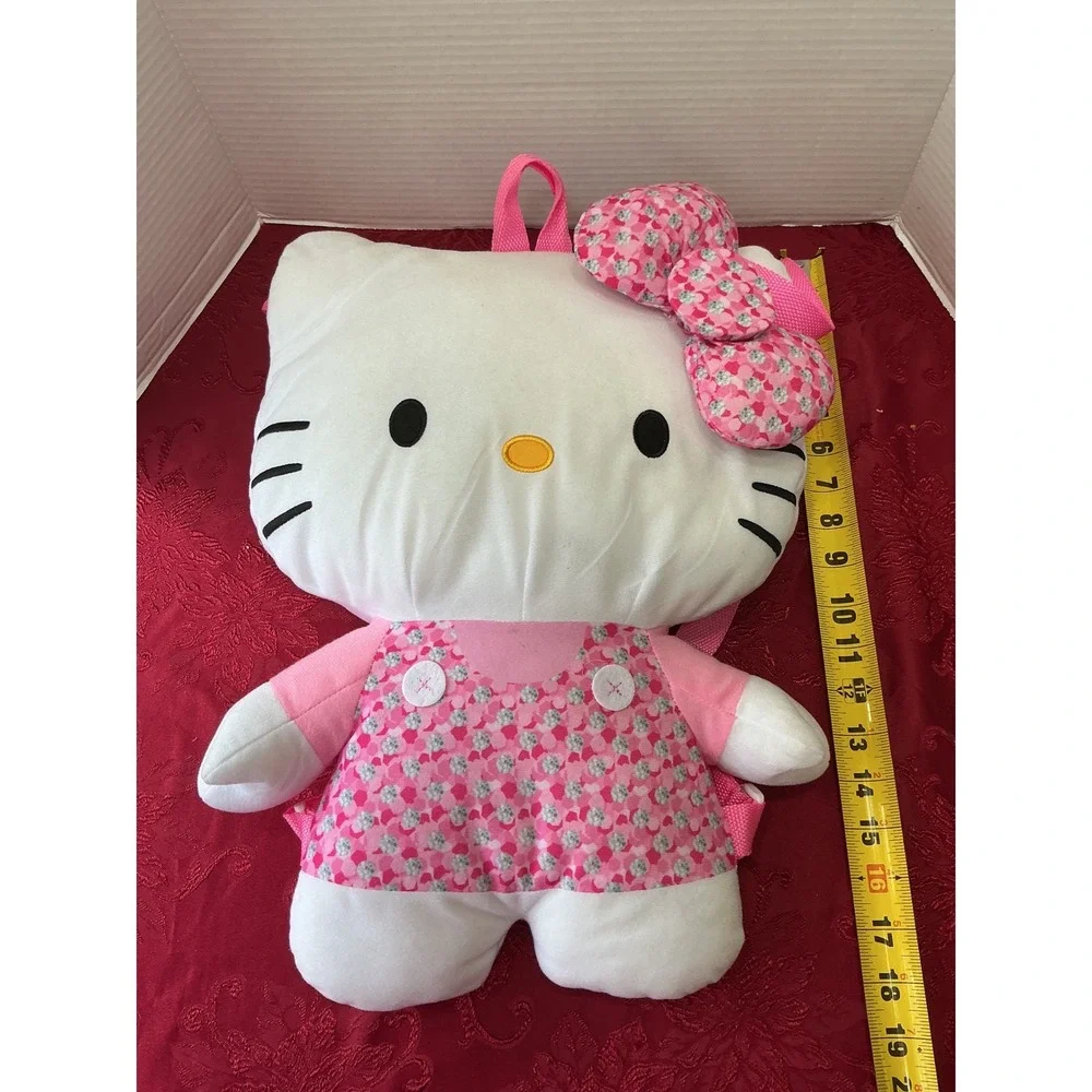 Hello Kitty Plush Backpack Pink Floral Jumper Sanrio Stuffed Animal Bag 18 inch